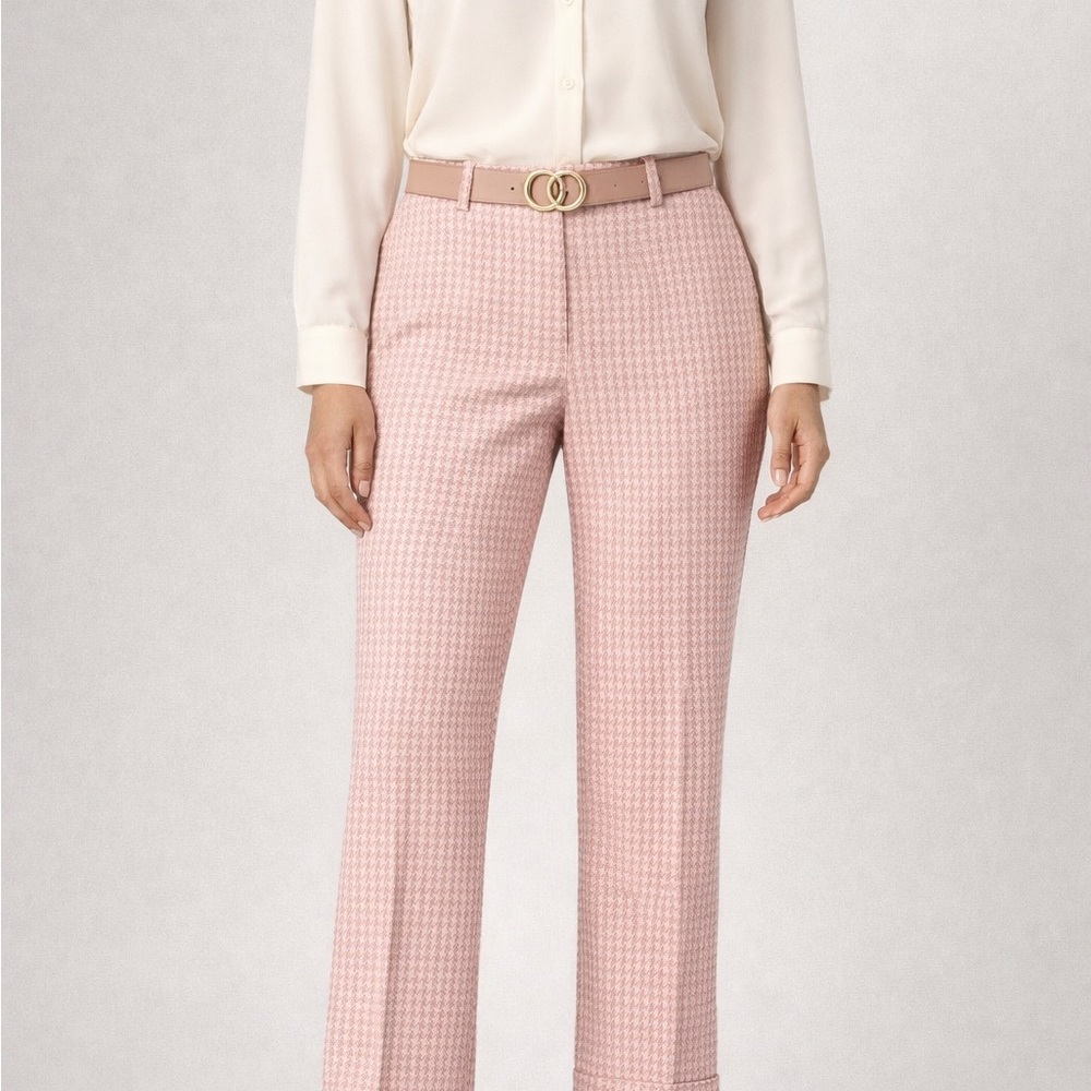 Talbots Pink and Cream Houndstooth Boot Cut Dress Pants